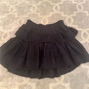 LoveShackFancy Black Tiered Mini Skirt